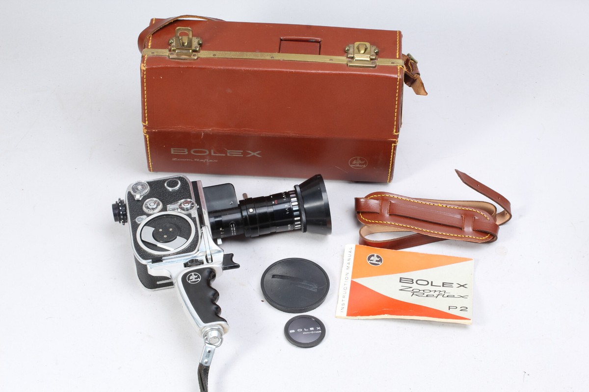 BOLEX 8MM ZOOM REFLEX P2 W CASE HOOD CAPS WORKS BUT NEEDS SERVICE