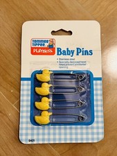 Vtg Playskool Baby Pins Safety Pin Diaper Pin Yellow Duck Tommee Tippee 4Pk New