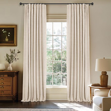 Linen Blackout Curtains 72" Long, Thermal Insulated, 2 Panels - Oatmeal