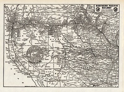 1934 Antique Northern Pacific Railway Map Yellowstone Park Line Railroad 9130