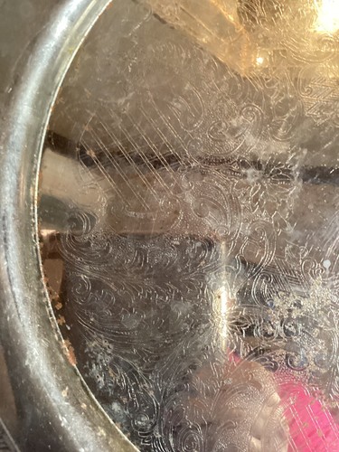 Vintage Silver Plated Round 15 Inch Serving Platter With Engraved Designs. - Picture 7 of 8