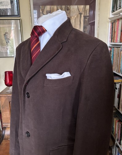 Linea chocolate moleskin overcoat. C42”/medium. S/br. Very good, used condition - Imagen 3 de 19