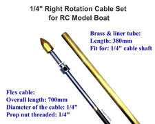 700mm 1/4" Right Rotation Flex Cable Shaft Drive Dog Prop Nut Tube for RC Boat