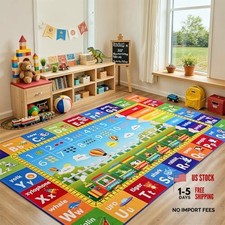 ABC Rug for Playroom Classroom Bedroom,6x9 Kids Educational Area Rug for