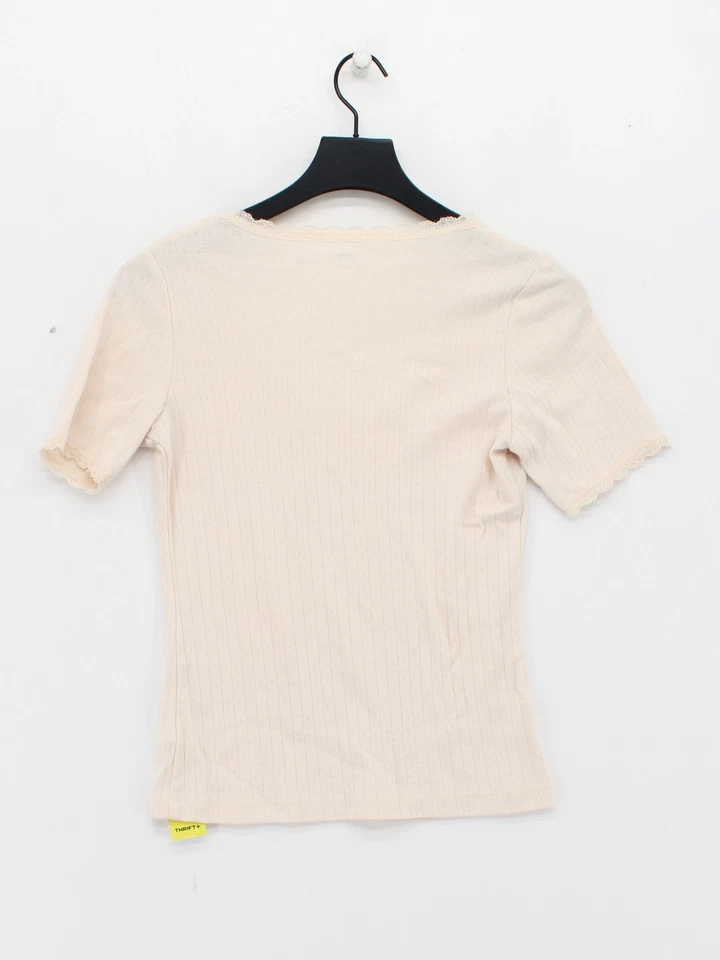 Top para mujer La Redoute M algodón crema con poliéster básico Foto 2 de 4