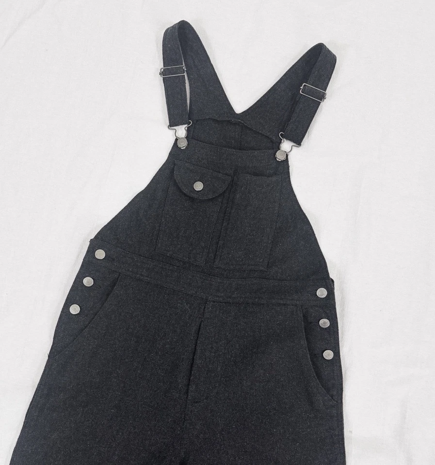 Mono con tirantes vintage GAP años 90 gris carbón bolsillos de lana ajustables para mujer XS S Foto 3 de 4
