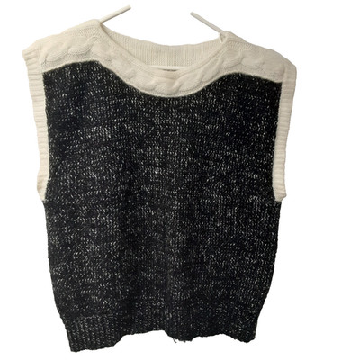 Personal II Sleeveless Knit Sweater 2X Angora Blend Pullover Black/White Soft
