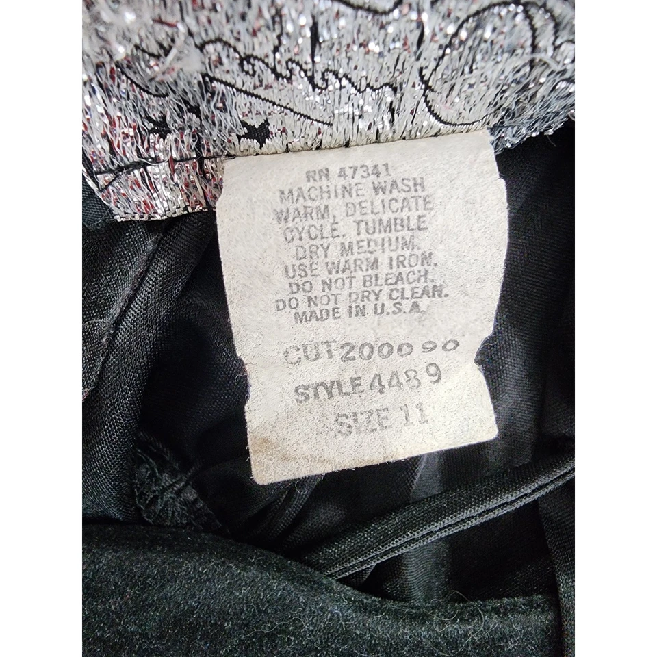 Vestido de festa vintage anos 80 gola V drapeado peplum tamanho 11 preto midi - Imagem 4 de 4