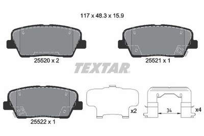 Bremsbelagsatz Scheibenbremse Q+ TEXTAR 2552003 für KIA HYUNDAI DM DMA SANTA DH