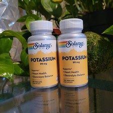 2x Solaray Potassium 99 mg Electrolyte Balance Formula Heart Health Energy 200ct
