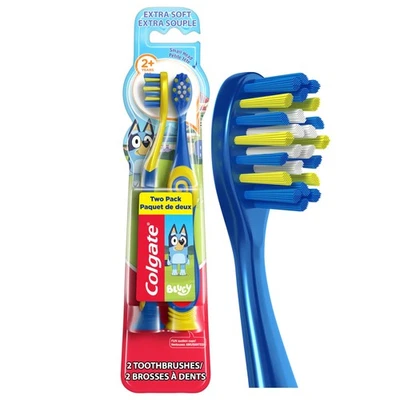 Colgate Bluey Extra Soft Toothbrush for Kids, Kids 2 Count, - Photo 1/4