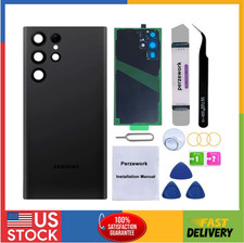 Rear Back Glass Replacement for Samsung Galaxy S22 Ultra 6.8 Phantom Black