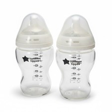 Tommee Tippee Closer To Nature Baby Bottles 9oz Breast-Like Nipples Glass Lot 2