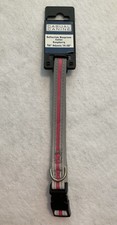 Casual Canine 5/8  Reflective Neoprene Raspberry Nylon Dog Collar Adj 14  -20  