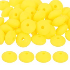 50Pcs 12mm Silicone Lentil Beads, Loose Abacus Bead for DIY Bright Yellow 
