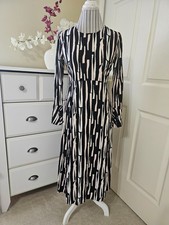 ASOS Womens Abstract Lined 100% Viscose Stretch Shift Dress 3/4 Bell Sleeve Sz 2