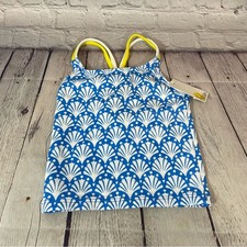 Mini Boden Girl  s Geo Coral Pattern Swimsuit Tankini Top Size: 3-4 NWT