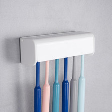 6 Slots Wall Mount Toothbrush Holder with Cover, Self Adhesive Toothbrush Storag