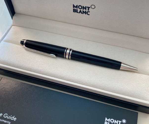 Montblanc Meisterstück 164 Classique Black Platinum Line Ballpoint Pen Boxed