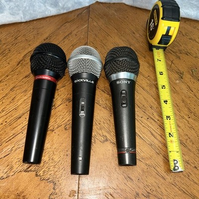 Three Handheld Microphones Sony, Rockville and audio-technical untested