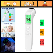 No-Touch Digital Thermometer for Adults Kids, Fast 1s Reading, Fever Alarm, Si