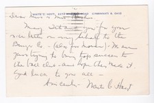 Waite Hoyt Handwritten Signed Post Card Re: Beer Burger Co. / Reds 1961