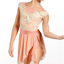 WEISSMAN Dance Costume peach orange lace Till I Fall Asleep 12505 LC-large child