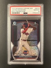 2023 Bowman Chrome Mega Box Justin Crawford Navy Refractor /175 #BCP 3 PSA 10