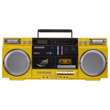 Aiwa Backtrack Retro Boombox with Bluetooth, Yellow