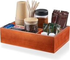 Coffee Station Organizer with Removable Dividers - Wood Coffee Bar Accessories O