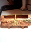 Weller Woodcraft 1920s Vintage Art Pottery Rustic Leaf Log Shaped Footed Planter