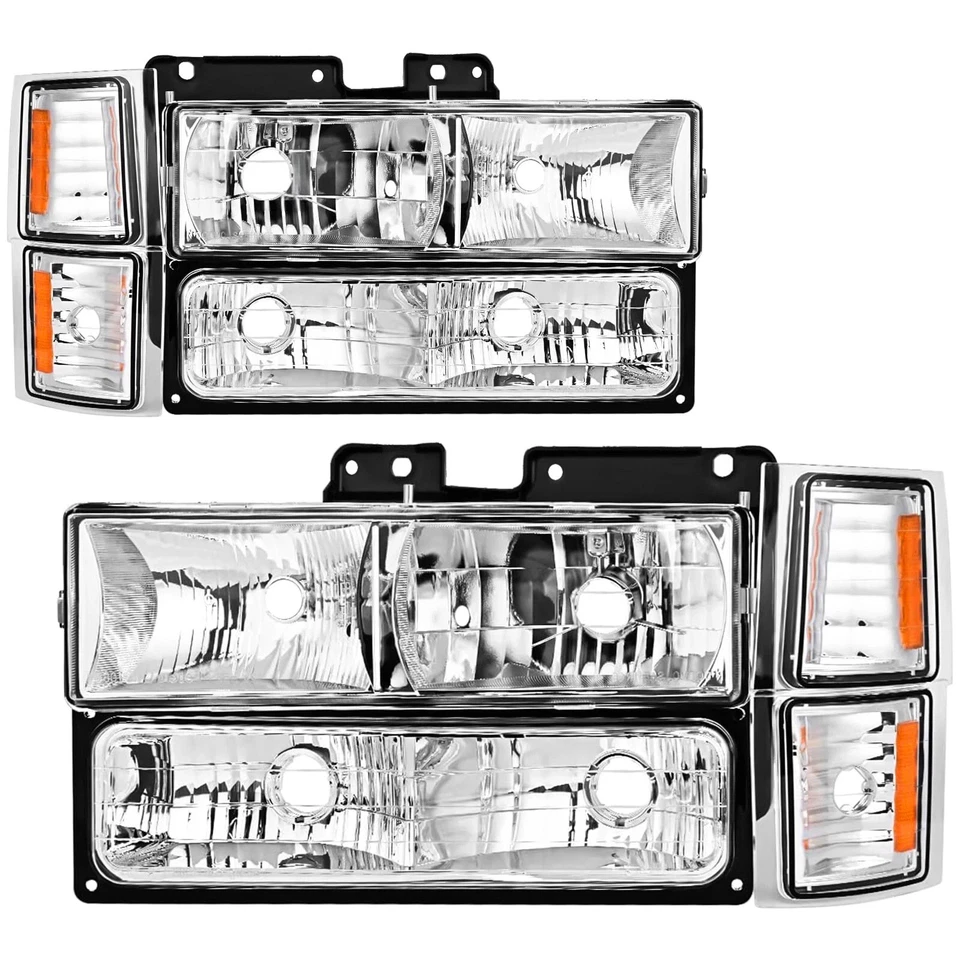 Se adapta a Chevy C10 C/K Tahoe 1994-1998 faros parachoques luces de esquina 8 piezas 94-98 Foto 4 de 4
