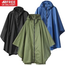 Waterproof Raincoat Poncho Rainwear Cover Outdoor Camping Hiking Hooded Cape UK