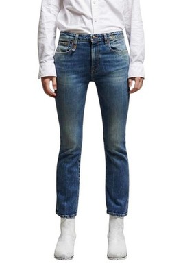 R13 Kick Fit Damen Jeans 24 KELLY Stretch Gewaschen Neu Gekürzt Knöchel RRP699