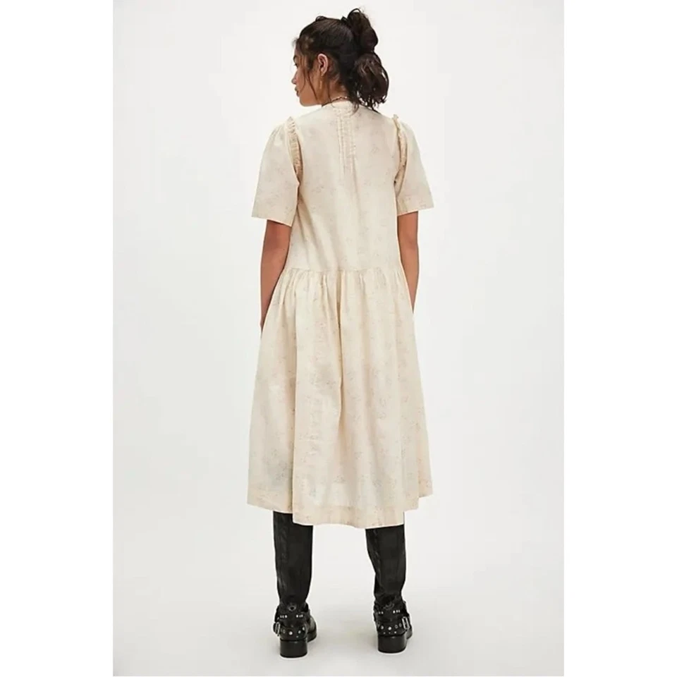 Free People Dainty Ethereal Cottage Bella Mae Midi Dress Vanilla Floral Size XL - Image 2 of 4