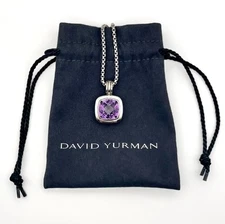 David Yurman Albion 15mm Amethyst Pendant with Box Chain, Sterling Silver