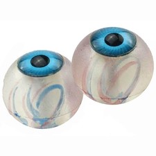 Pair of Clear Blue Vein Laced Eyeballs - Realistic Resin Halloween Props New