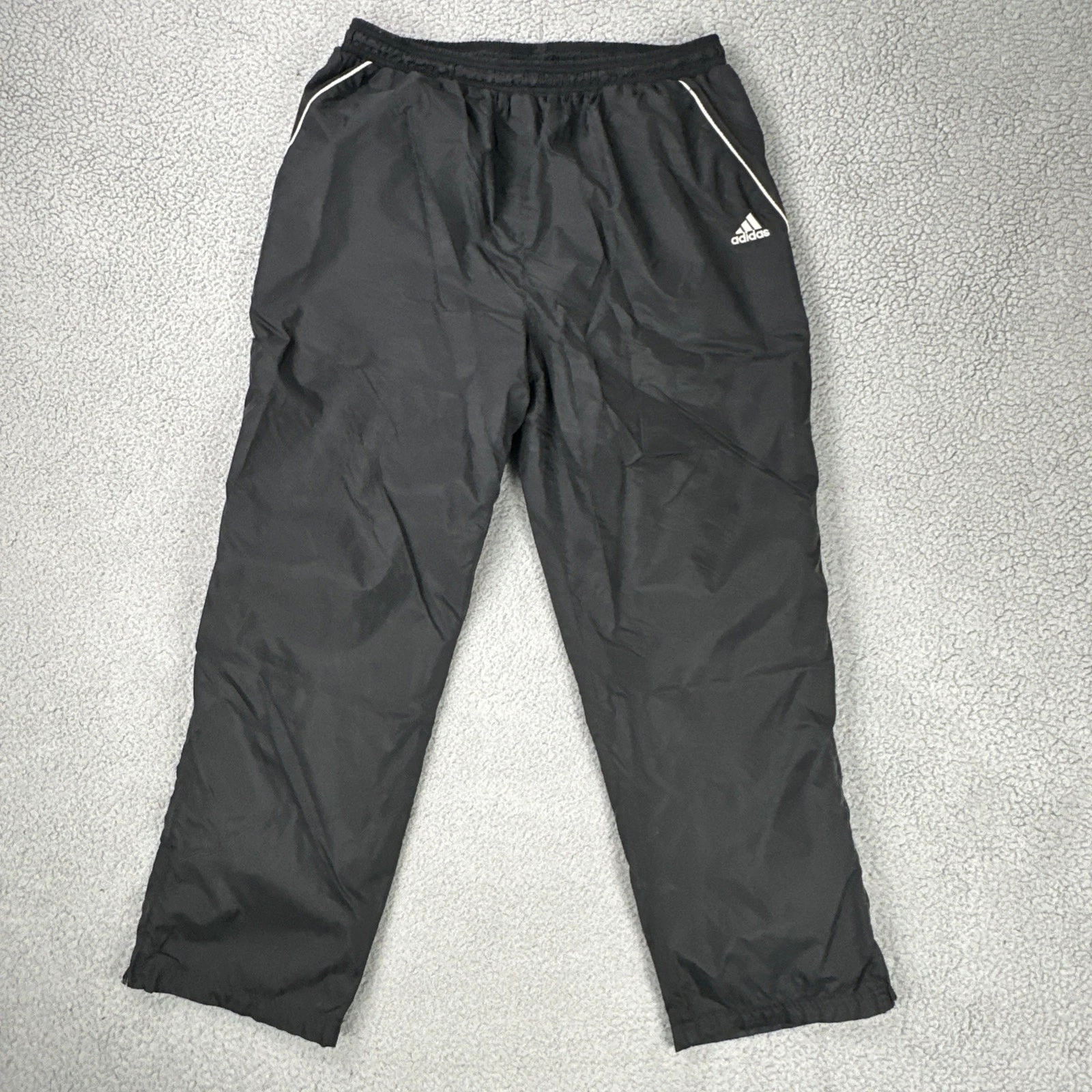 VTG 90's Adidas Team Lined Track Pants Men 2XL Black Ankle Zip Windbreaker Logo