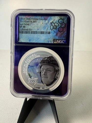 2017 Cook Islands $5 Jack Eichel 1oz Silver Coin SP70 NGC Upper Deck Hockey