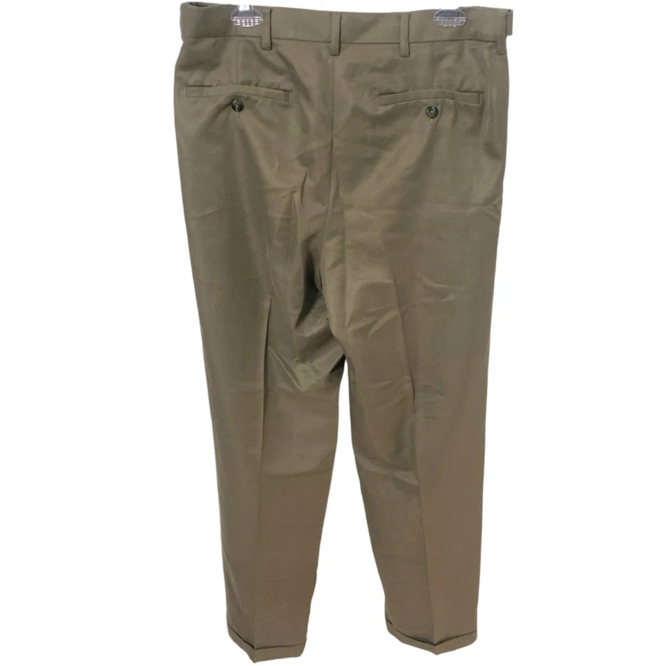 Брюки мужские George 32X32 дюйма хаки бежевое платье брюки прямые штанины - Изображение 3 из 4