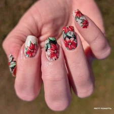 Color Street Nail Polish Strips - PRETTY POINSETTIA (FDG680) Glitter Print XMAS