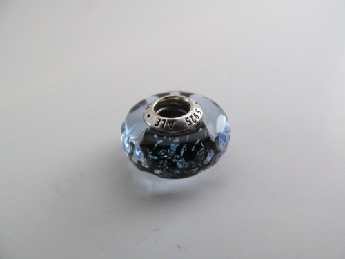 Authentic New Pandora Wavy Dark Blue Murano Glass Ocean Charm - Picture 5 of 5