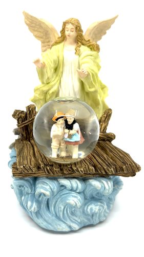 Lefton Guardian Angel Figurine w Mini Snow Globe Music Box Plays Amazing Grace - Video 1 of 1