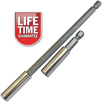 Magnetic BIT HOLDER 60/150mm Long 1/4'' Hex Shank Power Drill Driver Adapter 2pc
