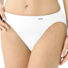 NWT Classics Jockey Sz S/5 White Bikini no panty lines promise classic fit Logo