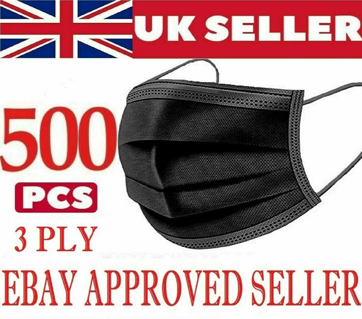 Disposable Surgical 3ply Face Masks 500pc 1000pc Black Blue Bulk