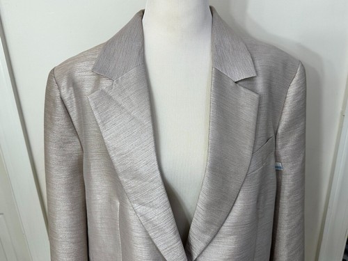 RIver Island Women's Cream Metallic Blazer Jacket Size 16 - Picture 2 of 17