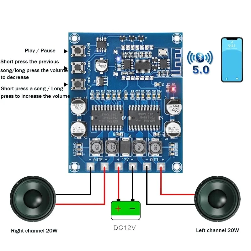 HIFI Bluetooth 5.0 Yamaha Digital Power Amplifier Board YDA138-E Stereo 20WX2 - Image 2 of 4