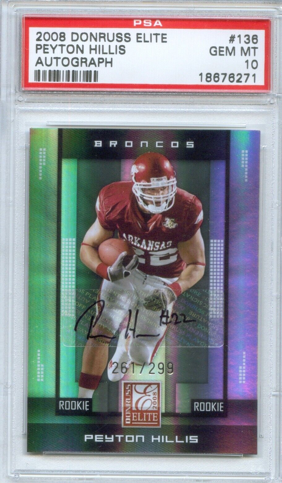 Peyton Hillis Donruss Elite #136 Autograph