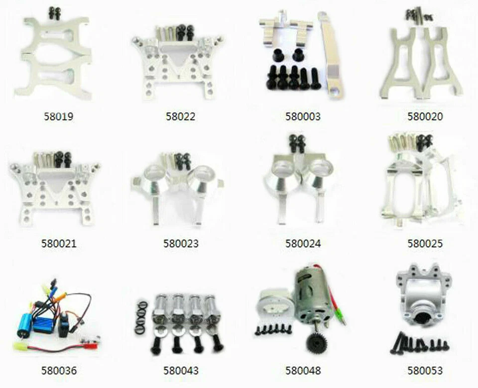 Piezas de actualización de metal de aluminio para coche de radiocontrol plateado 1/18 WLtoys A959 A969 A979 K929 Foto 4 de 4